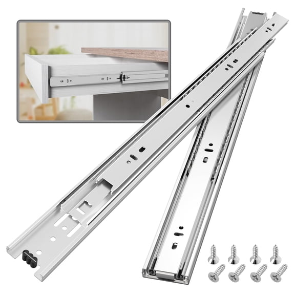 1 Pair Full Extension Ball Bearing Drawer Slides 8 10 12 14 16 18 20 22 24 Inch 100 Lb Load Capacity Side Mount File Cabinet Rails Dresser Metal Runner Trash Can Kitchen (24 )