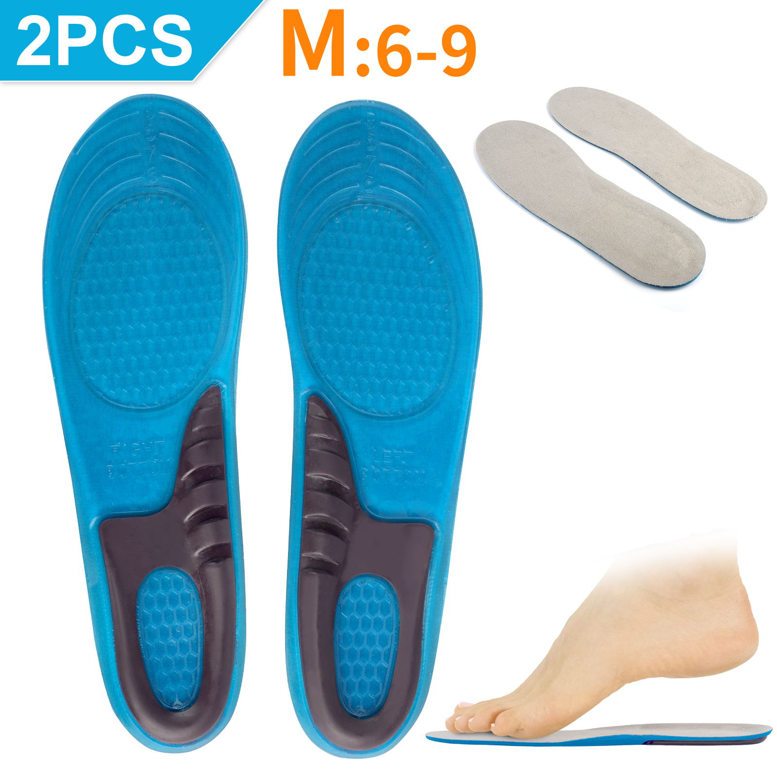 1 Pair Gel Insoles, TSV Feet Correction Shoe Inserts, Sneaker Boot Shoe Pads, Cushion Insoles