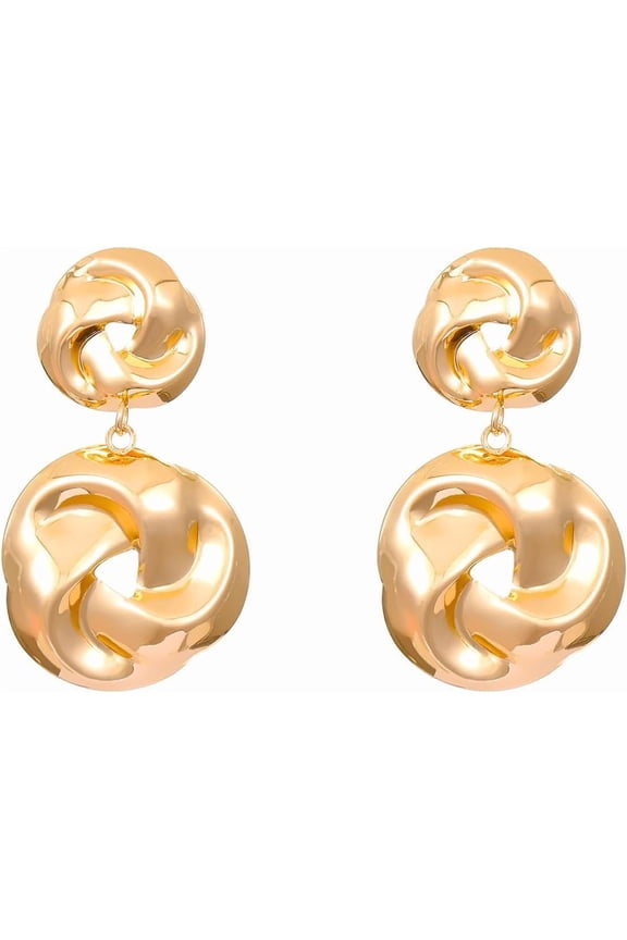 1 Pair Geometric Earrings Knot Gold Geometric Drop Earrings Wedding Party Prom Earrings Everyday Illusion Jewelry for Women Wedding Birthday Party Jewelry Gifts gold