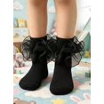 thumbnail image 1 of 1 Pair Girls Socks Children Ruffle Pleated Lace Princess Baby Socks, 1 of 4