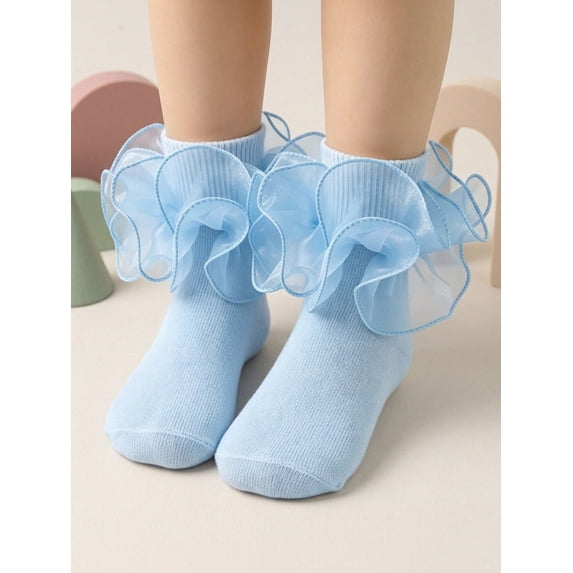 1 Pair Girls Socks Children Ruffle Pleated Lace Princess Baby Socks