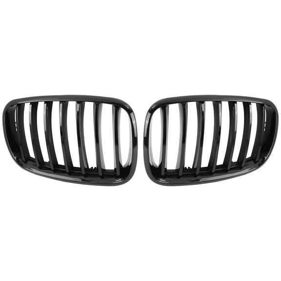 1 Pair Glossy Black Car Front Hood Kidney Grille Grill for BMW E70 X5 E71 X6 4D 2007-2013