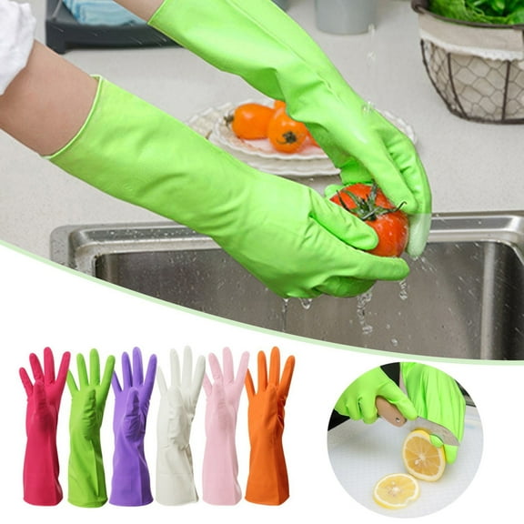 1 Pair of Gloves Clearance! Gloves Gloves Washing Hand Rubber Long Cleaning Warm Gloves Kitchen Latex Dish Washing Tool Dishes Gauntlets Kitchen Dining Bar Apron Sleeve