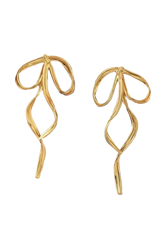 1 Pair Gold Bow Earrings for Women Cute Knot Jewelry Design Gift for Women Mother's Day Valentines Day Gifts For Her Birthday Christmas and Minimalist Jewelry Accessories