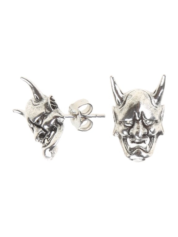 1 Pair Gothic Horned Earrings Vintage Devil Skull Earrings Unisex Biker Punk Evil Studs