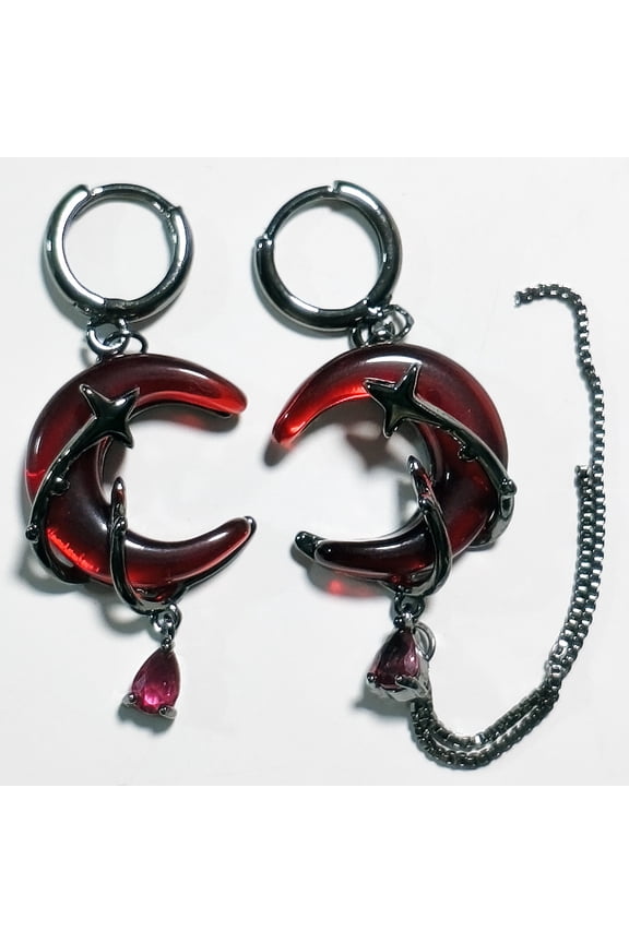 1 Pair Gothic Style Earrings Blood Moon Unique Design Jewelry For Women And Date