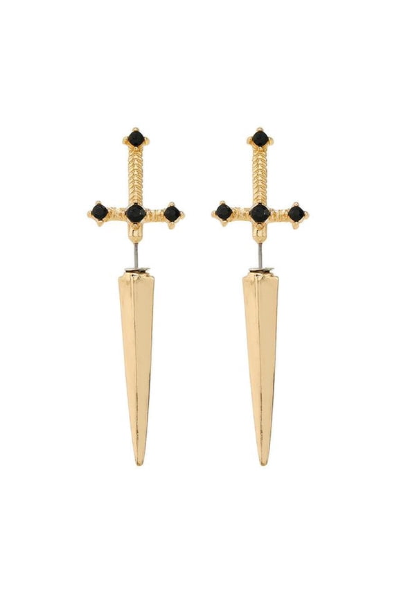 1 Pair Gothic Sword Lady Earrings Vintage Crystal Dagger Earrings