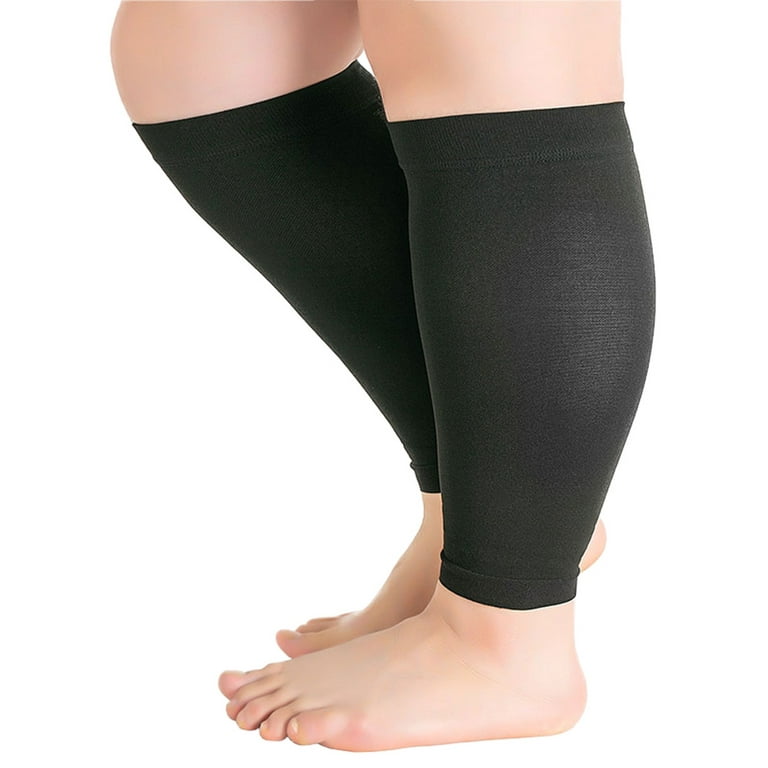 (1 Pair) Graduated Compression Socks Plus Size Circulation 20-30 mmHg -  Extra Wide Opaque Closed Toe Women & Men Knee High Stockings for Swelling