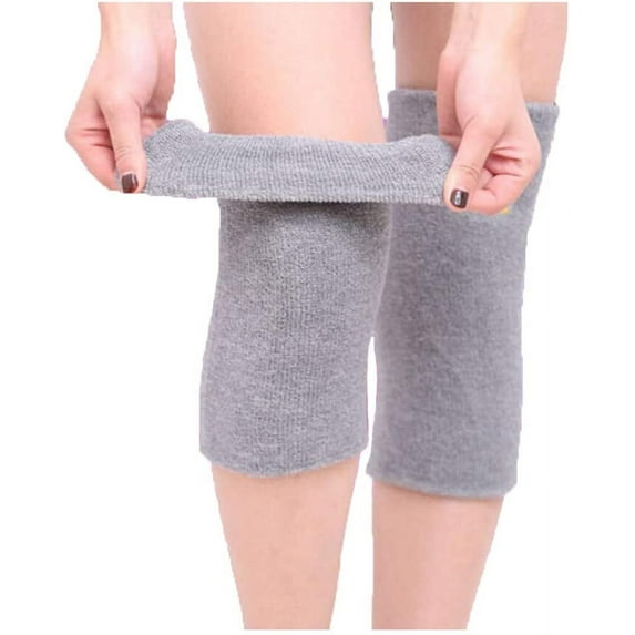 1 Pair Gray Knee Warmers for Women,Warm Knee Pads for Arthritic,Soft Fabric Leg Warmers,Elastic Knee Covers for Ski Riding Hiking Camping,Thicken Thermal Knee Braces for Christmas Gifts
