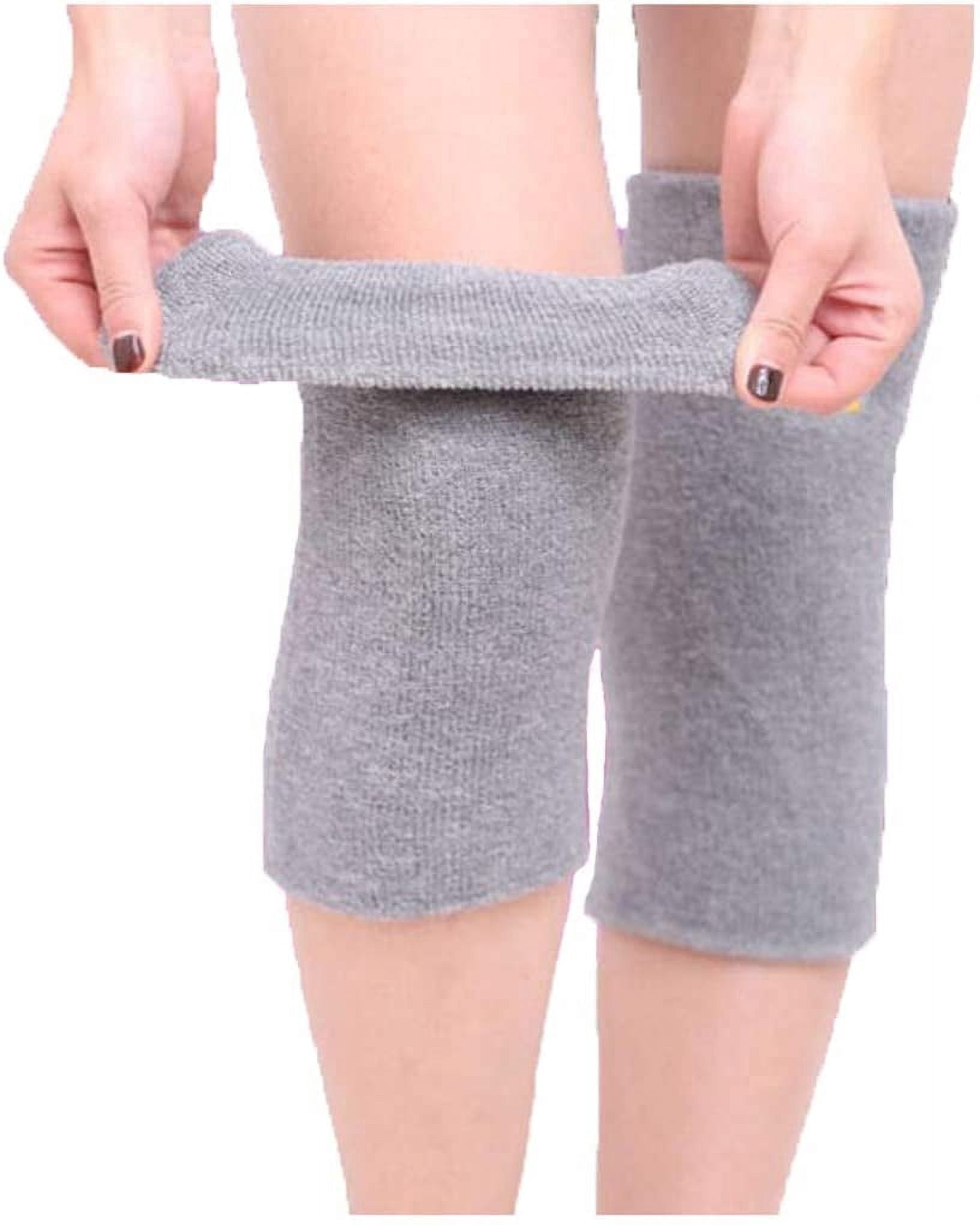 1 Pair Gray Knee Warmers for Women,Warm Knee Pads for Arthritic,Soft Fabric Leg Warmers,Elastic Knee Covers for Ski Riding Hiking Camping,Thicken Thermal Knee Braces for Christmas Gifts
