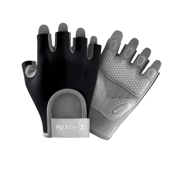 1 Pair Gym Breathable Bodybuilding Fitness Gloves Half Finger Gloves Non-slip Cycling Gloves BLACK S