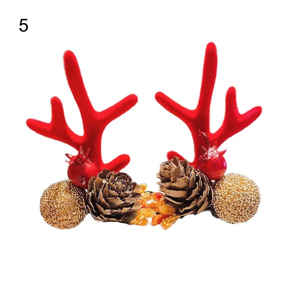 1 Pair Hair Clips Adorable Exquisite Workmanship Festive Christmas Cute Antler Hair Clips for Girl