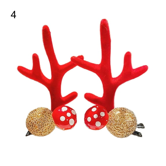 1 Pair Hair Clips Adorable Exquisite Workmanship Festive Christmas Cute Antler Hair Clips for Girl