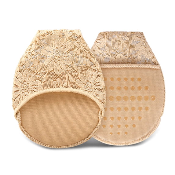 1 Pair Half Toe Socks Women Lace Toe Socks No Show Liner Invisible Toeless Socks Forefoot Non-Slip Insoles Pads