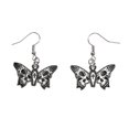 thumbnail image 1 of 1 Pair Halloween Earrings Contrast Color Anti-rust Decorate Ears Dark Style Skull Pattern Butterflies Shape Hook Earrings, 1 of 8