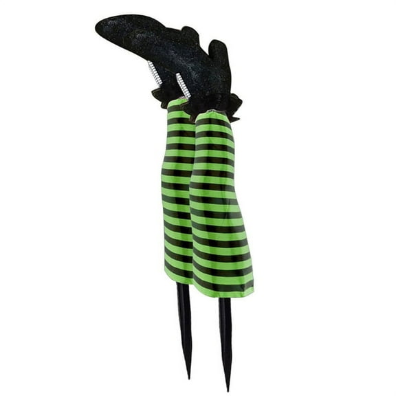 1 Pair Halloween Evil Witch Leg Props Upside Down Wizard Feet with Boot Stake