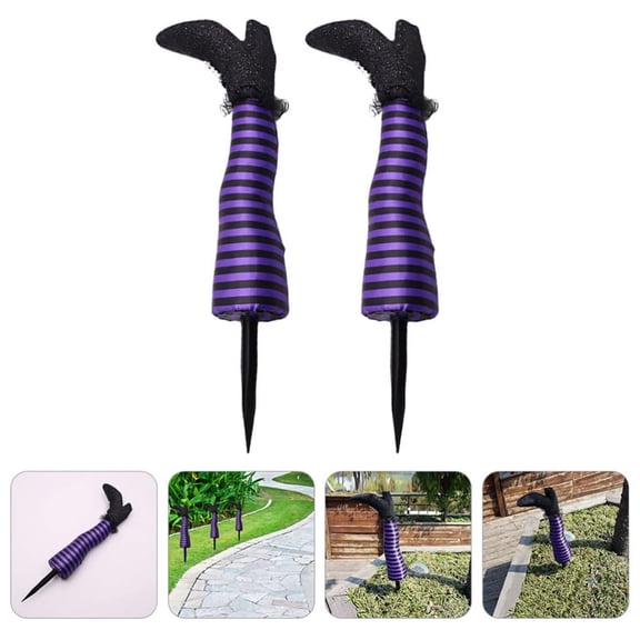 1 Pair Halloween Wicked Witch Leg Yard Stakes Witch Leg Garden Stake for Halloween Indoor Outdoor Decor