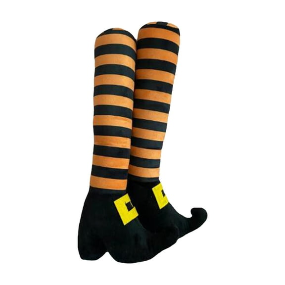 1 Pair Halloween Wicked Witch Legs Prop Halloween Witch Legs Funny Halloween Ornament Stripe Pattern Witch Prop for Garden Door Home Outdoor