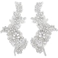 thumbnail image 1 of 1 Pair Handmade Glass Rhinestone Nylon Cloth Flower Embroidery Lace Appliques for Costume Accessories Clear 205x100x5mm, 1 of 6