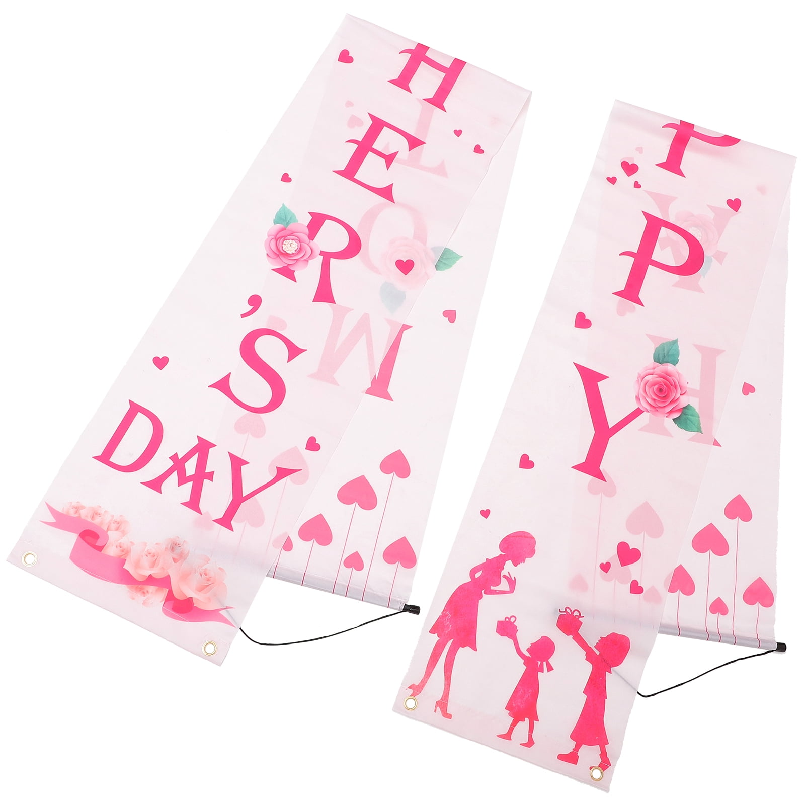 Happy Mother's Day Porch Banner – Outdoor Door Decor With Flowers & Hearts (71"x12")
