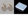 thumbnail image 1 of 1 Pair Heart-Shaped Stud Earring Heart Enamel Dangle Stud Earring for Women Elegant Jewelry Gift 37x27mm Black, 1 of 1