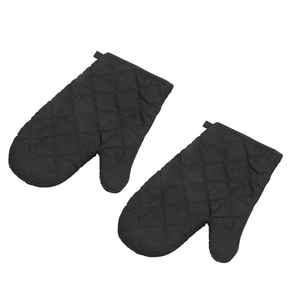 1 Pair Heat Cotton Oven Glove Pot Holder Baking Cooking Mitts Black