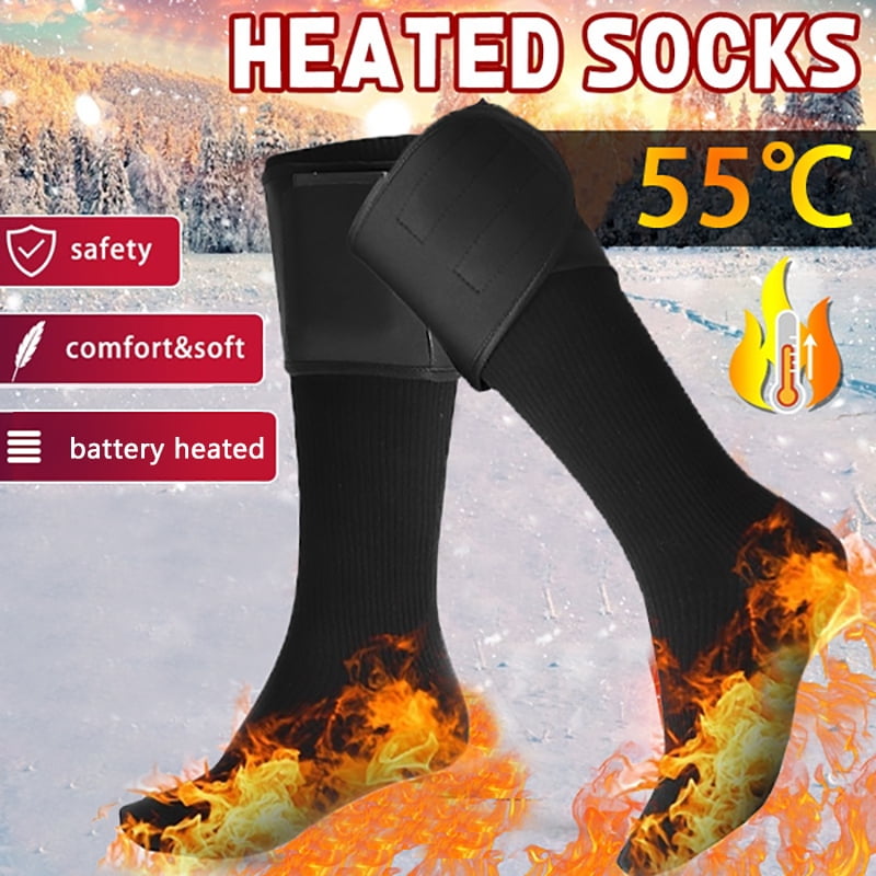 1 Pair Heated Socks Winter Electric Rechargeable Battery Leg Heating ...