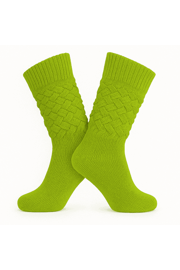 Women’s Cotton Slouch Socks Extra Long Scrunch Knee-High Boot Socks 1 Pair - Almond Green