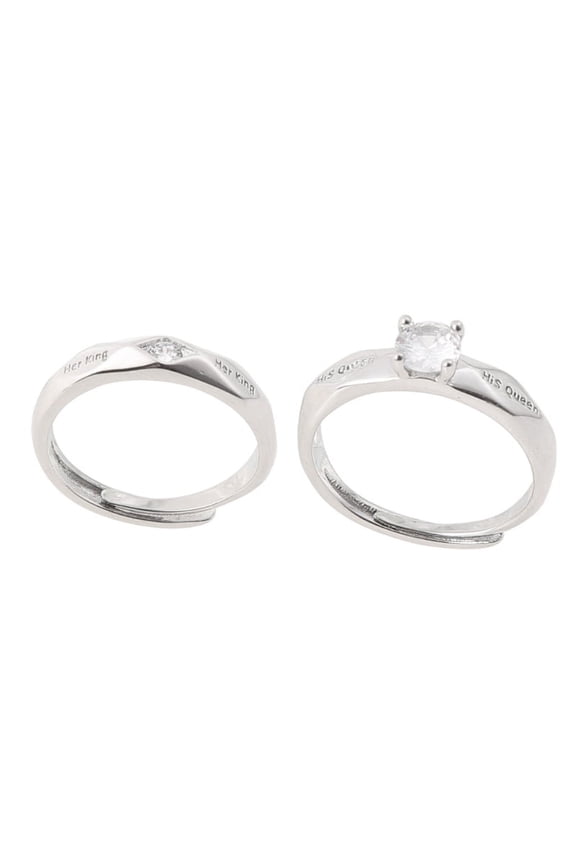 1 Pair Her King and His Queen Ring Matching Ring Promise Ring Adjustable Opening Ring Suitable for Ladies and Men