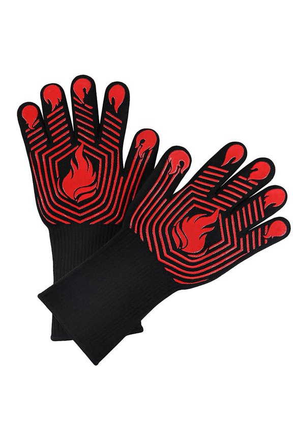 1 Pair High Heat Resistant BBQ Gloves: Non-Slip, Comfortable & Easy to Clean!