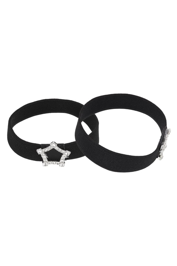 1 Pair High Heels Shoe Straps Shoe Band, Black, Star Rhinestone