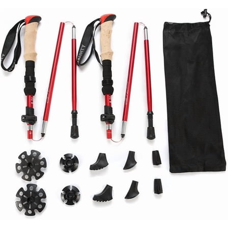 1 Pair Hiking Walking Sticks Trekking Poles Collapsible Lightweight Anti-Shock 7075 Aluminum Alloy