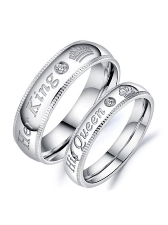 1 Pair His and Her King Couple Rings Set Wedding Engagement Promise Anniversary Valentine's Day Jewelry