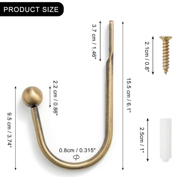 1 Pair Of Hooks Brass Curtain Holdbacks 2 Pack Metal Curtain Tiebacks Wall Mounted Decorative Drapery Wall Hooks With Hardware Curtain Pull Back Hooks Window Side Holders For Drapes