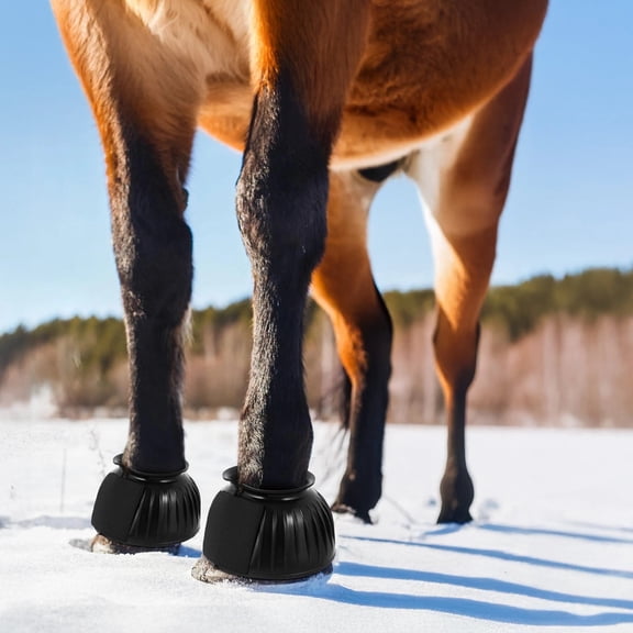 Horse Bell Boots, Shock-Absorbing Rubber Equine Boots with Anti-Slip Design for Training & Competition, Hoof Protection Horse Care Boots