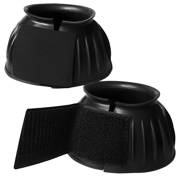 1 Pair Horse Bell Boots, Large Rubber Hoof Protection, Shock-Absorbing Fly Boots for Training, Anti-Slip Care Boots, Adjustable for Competition