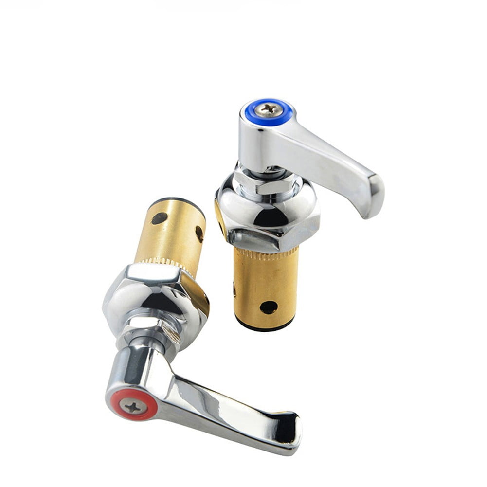 Hot Side Spindle Assembly For T&S Faucet – Brass Valve Stem Replacement For 002714-40 Eterna, Commercial Sink Repair (Red Handle)