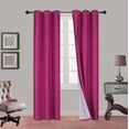 thumbnail image 1 of 1 Pair Hot Pink Noa 84" Length Insulated Lined 100% Heavy Thick Blackout Silver Grommet Window Curtain Panels Drapes Not See Through Energey Saving, 1 of 1
