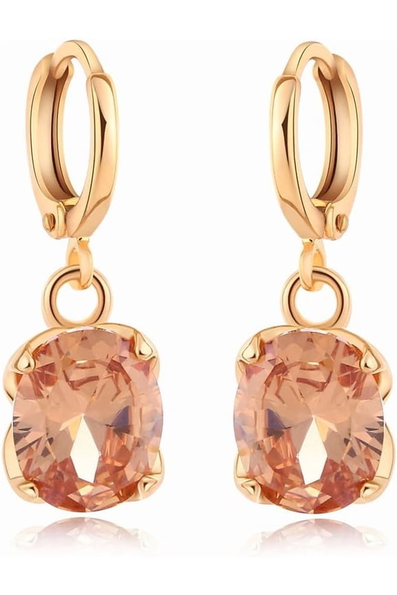 1 Pair Hot Trends Oval Brass Rhinestone Dangle Hoop Earrings Copper Earrings 18K Gold Plated Jewelry Making Earrings for DIY Making