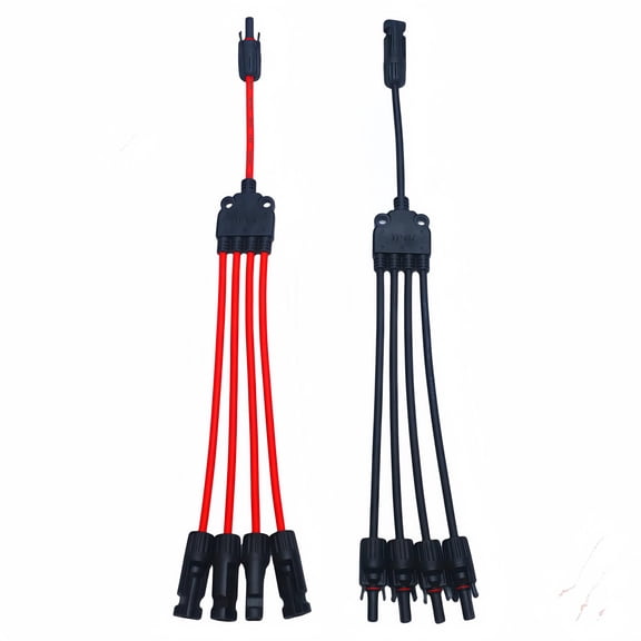 1 Pair IP67 Waterproof Solar Y Connectors 1 to 4 - 12AWG Tinned Copper Parallel Solar Panel Plugs (M/FFFF & F/MMMM) for Solar Photovoltaic Systems