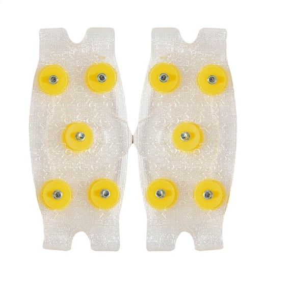 1 Pair Ice Cleats for Shoes and Boots,Ice Snow Grippers,5-Stud Gripper Spikes Non-Slip Traction Cleats,Micro Shoe Snow Grips Crampons for Winter Hiking, Walking, and Ice Fishing(Yellow)