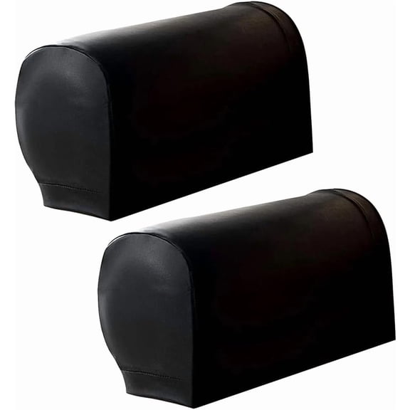 1 Pair Imitation Leather Sofa Armrest Covers Furniture Protector Black 530x260x4.5mm for diy