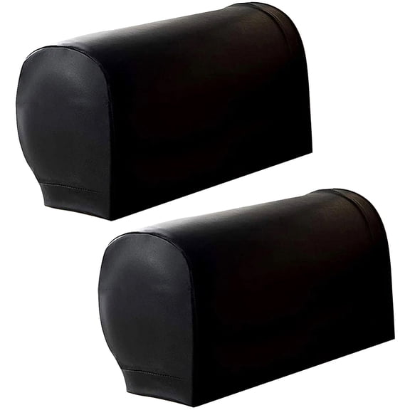 1 Pair Imitation Leather Sofa Armrest Covers Furniture Protector Black 530x260x4.5mm for making