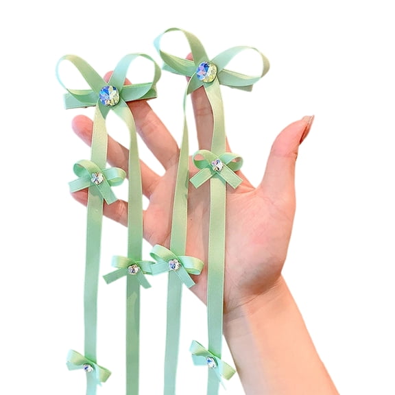 1 Pair Infant Hair Bowknot Ties With Ribbon Tassels Braided Design For Baby Girls Vintage Hairband Decoration