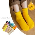 thumbnail image 1 of 1 Pair Kid Socks Middle-tube Fleece Lining Not Tight Anti-slip Non-allergenic Keep Warm Autumn Winter Thicken Thermal Children Floor Socks for Daily,Dark Yellow, 1 of 8