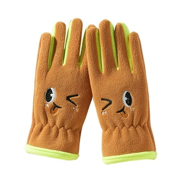 1 Pair Kids Thermal Gloves Cartoon Pattern Design Soft Wear Resistant Winter Windproof Waterproof Thermal Gloves