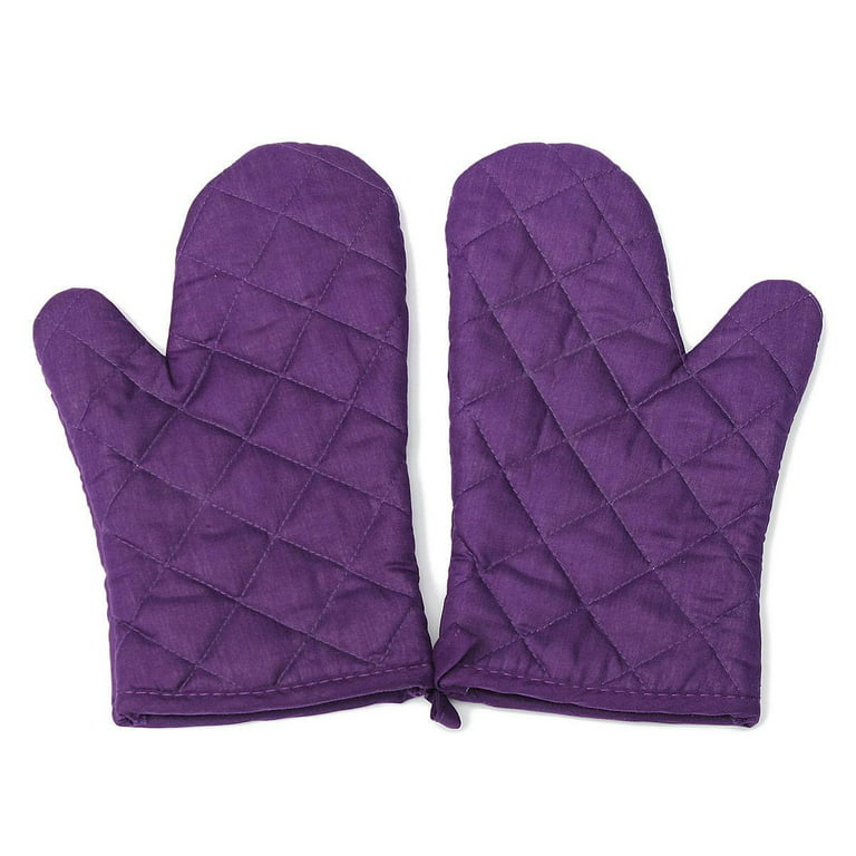 Sodial 1 Pair Kitchen Craft Heat Resistant Cotton Oven Glove Pot Holder Baking Cooking Mitts Purple