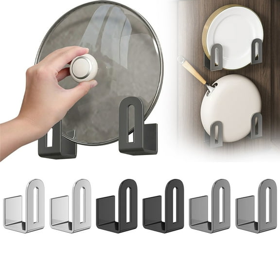 1 Pair Kitchen Wall-Mounted Cutting Board Holder,Hanging Pot Lid Rack,Under Cabinet Cutting Board Hanger,Stainless Steel Adhesive Storage for Kitchen Cabinets,No Drilling Required(Grey)