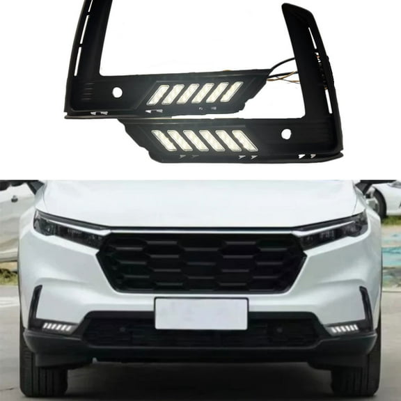 1 Pair LED Daytime Running Lights (DRL) forHon daCR-V 2023 – 3-Color Switchable DRL Fog Lights, Front Bumper LED Light Assembly, Waterproof & Easy Installation