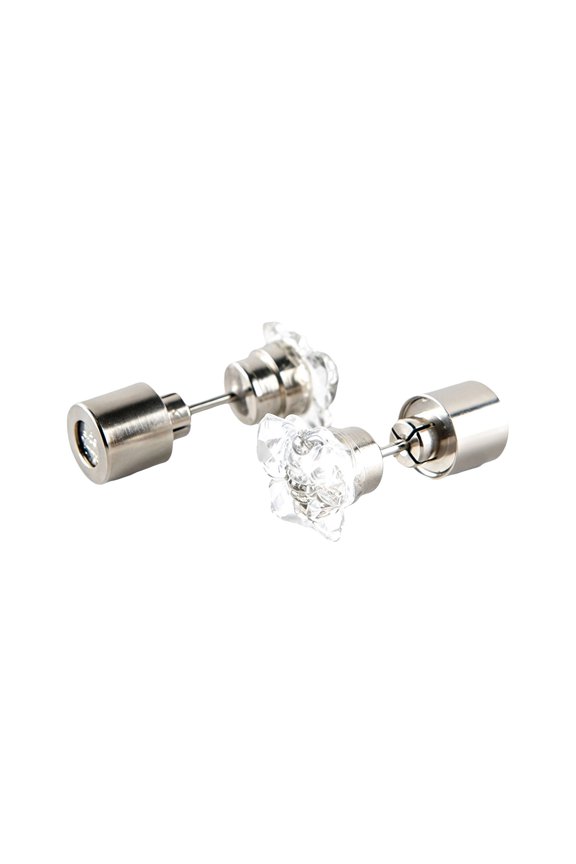 1 Pair LED Glowing Flower Stud Earrings Light Up Sparkling Earrings with Built-in Battery for Party Festival Daily Decor(White-2.2cm)